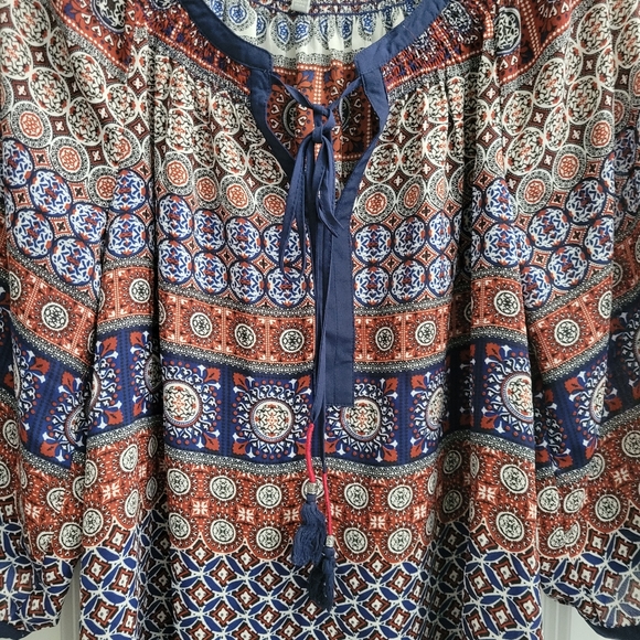 Danielrainn Boho Blouse Medium Size Blue and Orange. - Picture 3 of 6